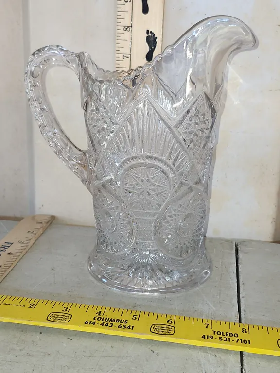 Vintage Imperial Glass Horseshoe Curve Water Pitcher 8.25" Tall
