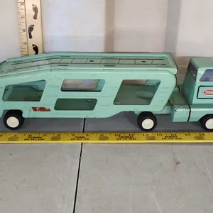 Vintage 1960s Tonka Mint Green Steel Car Carrier No.96  18.5"X4"X5"
