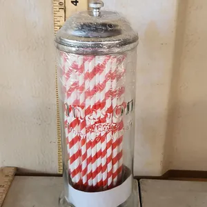 Mason American Vintage 1868 Marked Glass Straw Dispenser