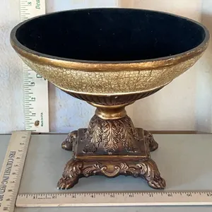Resin Decorative Footed Compote Bowl, Felt Lined 10.5"X8"