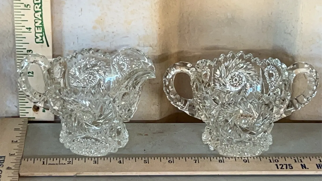 Vintage Cut Glass Sugar & Creamer Believe To Be Imperial Or L.E. Smith