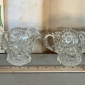 Vintage Cut Glass Sugar & Creamer Believe To Be Imperial Or L.E. Smith