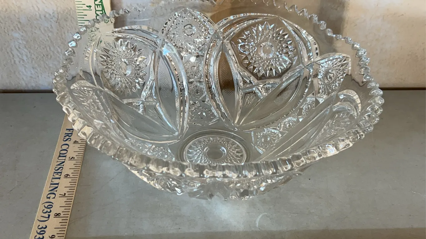 Vintage EAPG Starburst Pattern Pressed Glass Serving Bowl 11"X4.75"