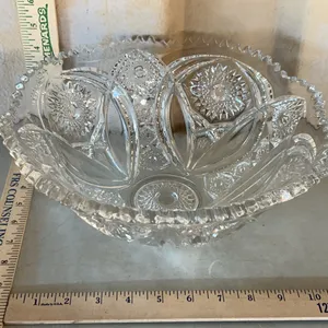 Vintage EAPG Starburst Pattern Pressed Glass Serving Bowl 11"X4.75"