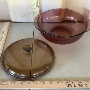 Pyrex 2 L Purple (Vision Ware) Baking Dish W/Brown Glass Lid