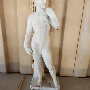 Vintage Concrete Michelangelo's David Statue, Some Cracking Damage 28.5" See Photos For Marking