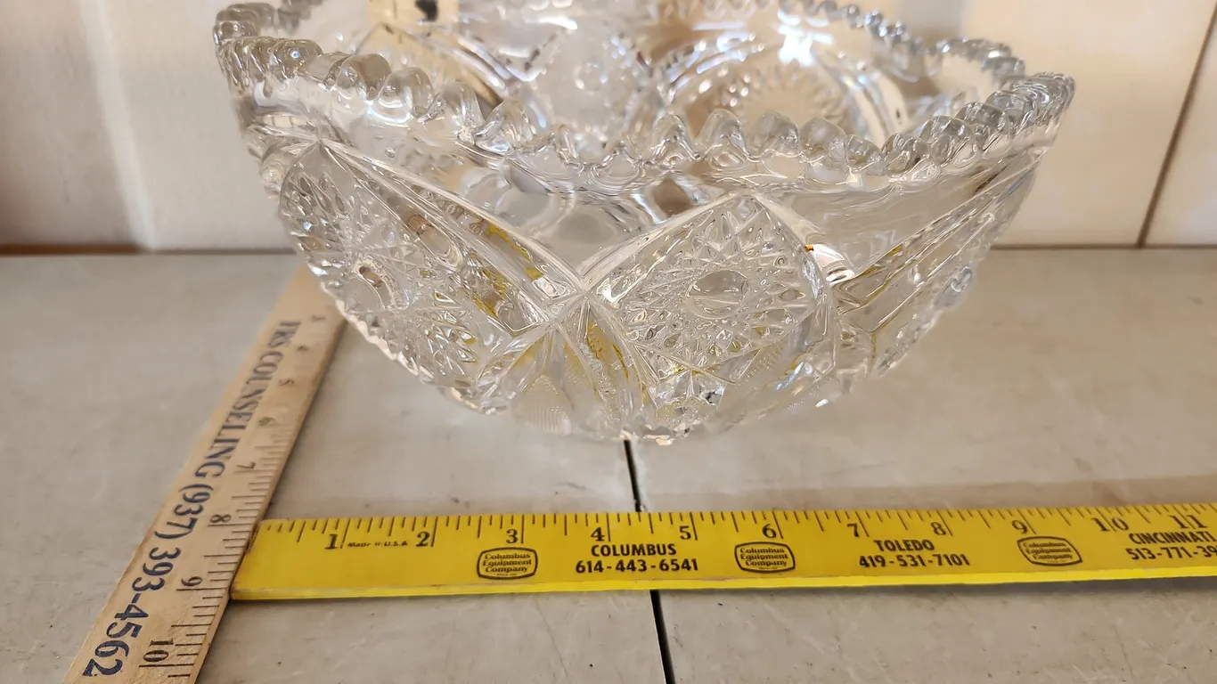 Vintage EAPG Starburst Pattern Pressed Glass Serving Bowl 9.75"X5.5"