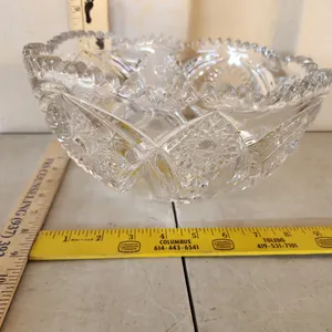 Vintage EAPG Starburst Pattern Pressed Glass Serving Bowl 9.75"X5.5"