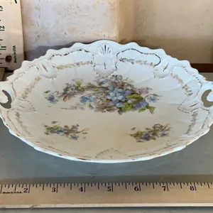 Vintage Hand Painted Flower Serving Plate 9.25"