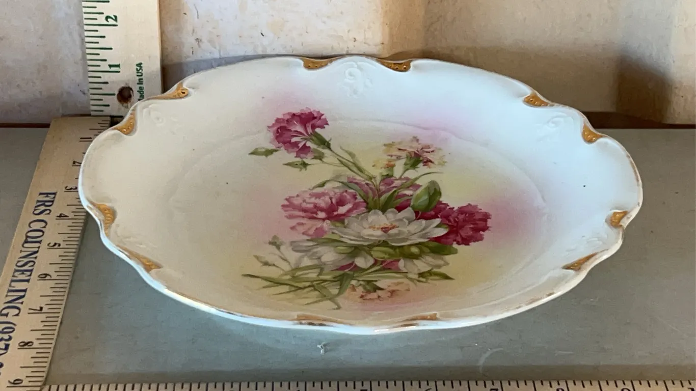 Vintage Hand Painted Flower Serving Plate 9.75"