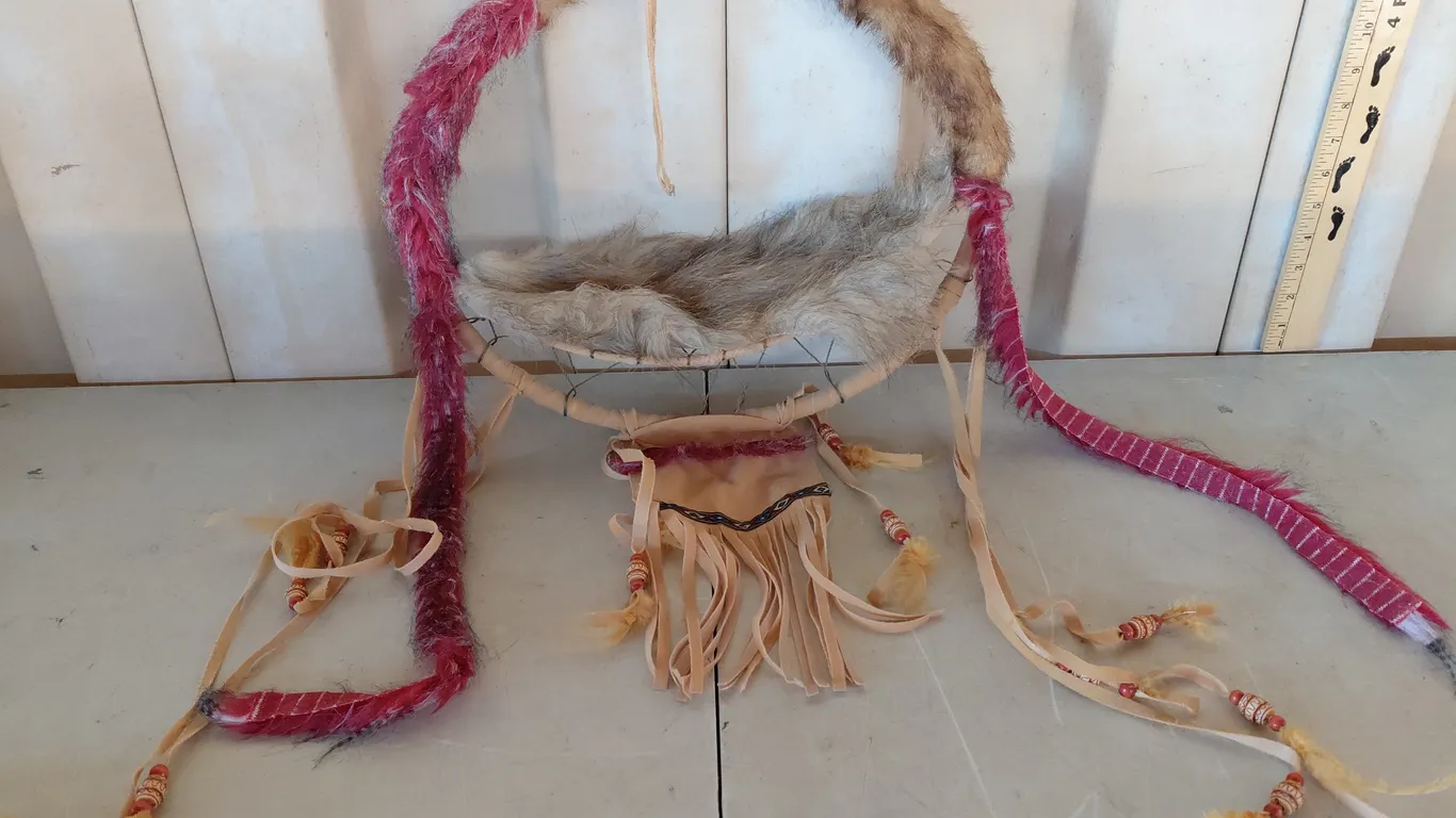 Faux Fur Indian Dream Catcher 16.5"X35"