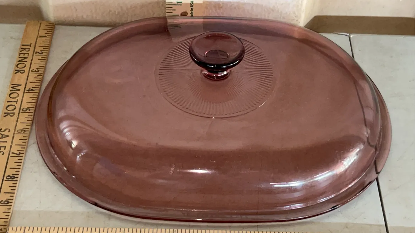 Vintage Pyrex Visions Cranberry Casserole Lid (For A 4 Qt. Oval Roaster Dish)