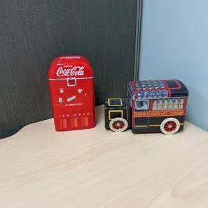 Coca-Cola Vending Machine Tin and Hershey Bus Tin Pair