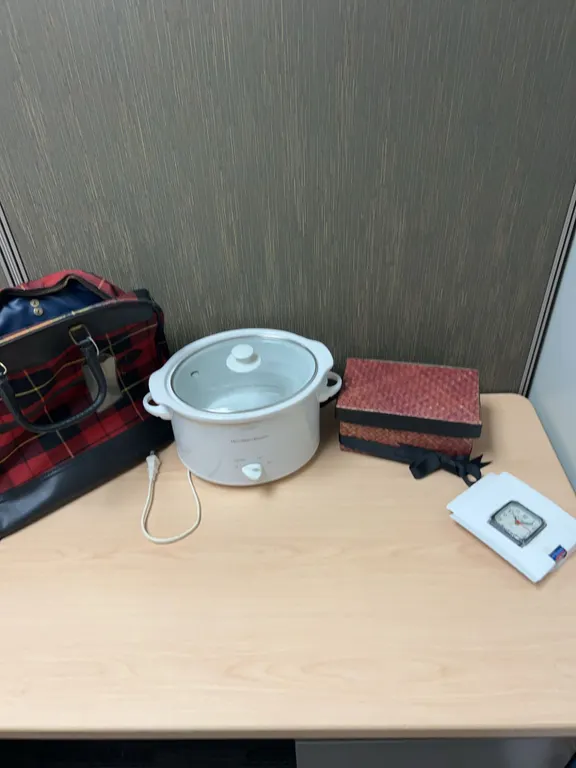 Hamilton Beach Slow Cooker, Plaid Bag, Lifelong Clock Lot