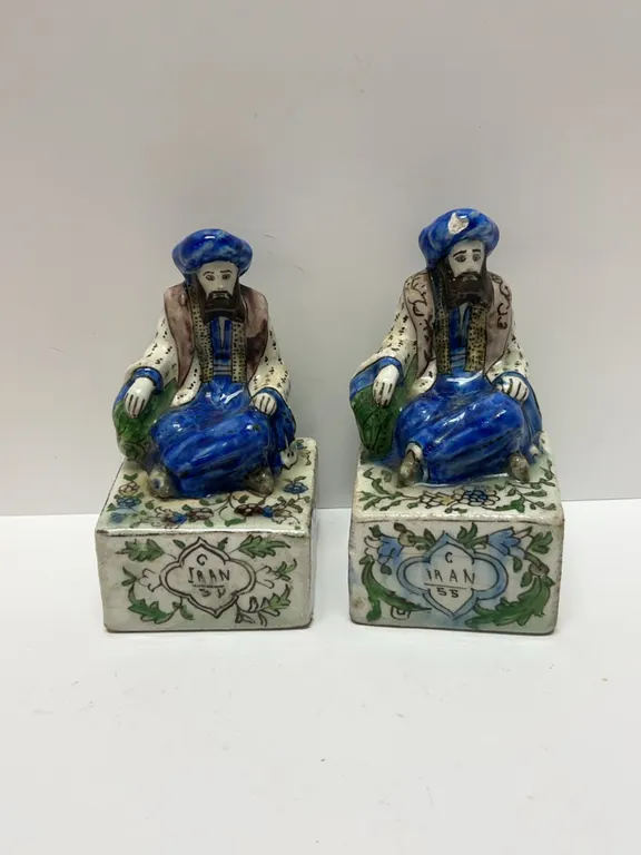Hand-Painted Ceramic Figurines Marked Iran 55