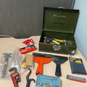 Hand Tools Lot with Metal Tool Box and Accessories