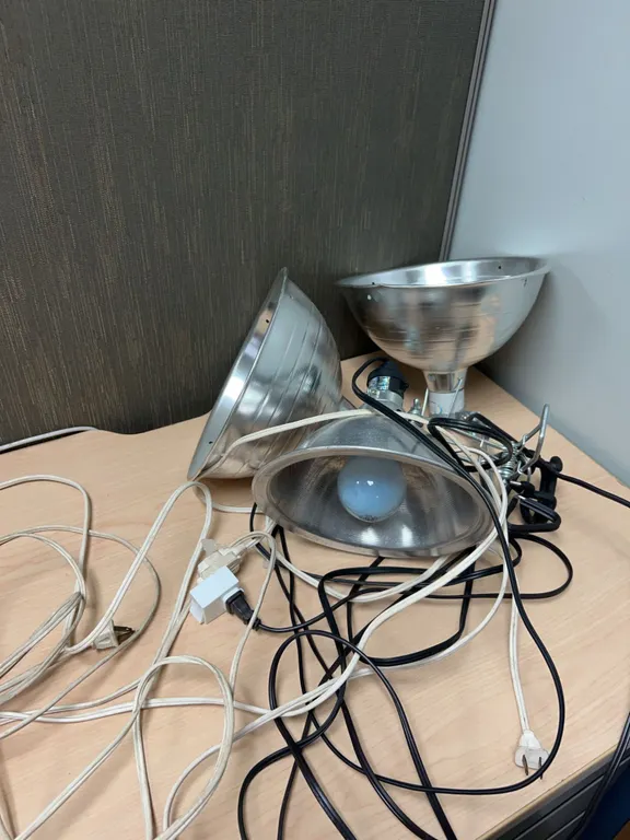Three Aluminum Clamp Utility Lights with Bulbs