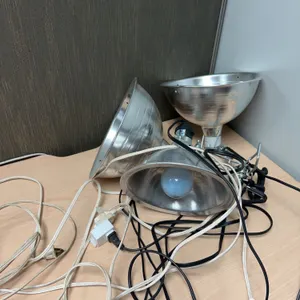 Three Aluminum Clamp Utility Lights with Bulbs