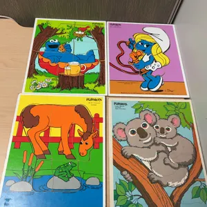 Playskool Wood Puzzles Lot Cookie Monster Smurf Koalas Horse
