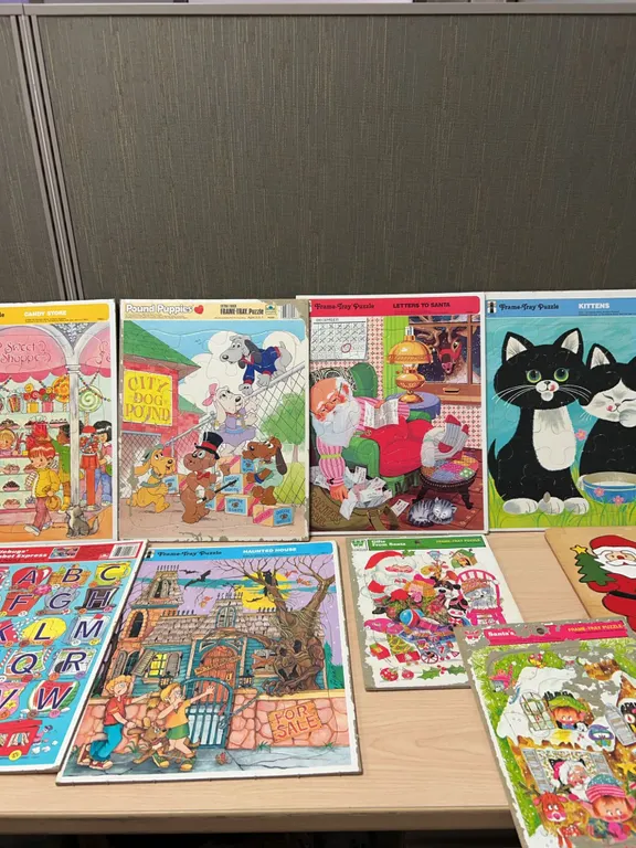 Vintage Children's Frame Tray and Wood Puzzles Lot