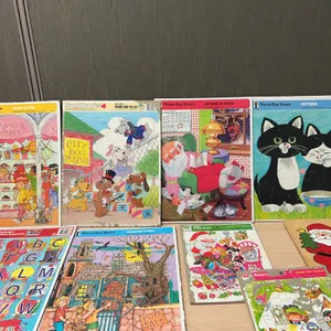 Vintage Children's Frame Tray and Wood Puzzles Lot