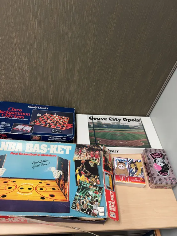 Board Games and Puzzles Including NBA BAS-KET
