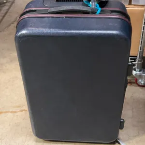 Black Hard Shell Upright Suitcase with Wheels and Handle
