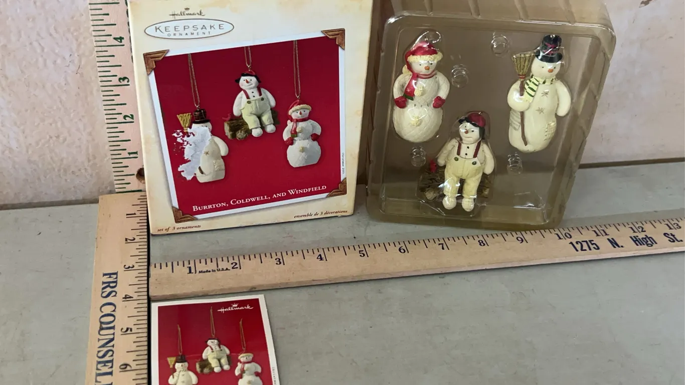 2003 Hallmark Keepsake Snowman Ornaments-Burrton, Coldwell, & Winfield