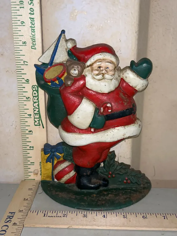 Cast Iron Santa Door Stop 9.25 "Tall, Some Surface Rust