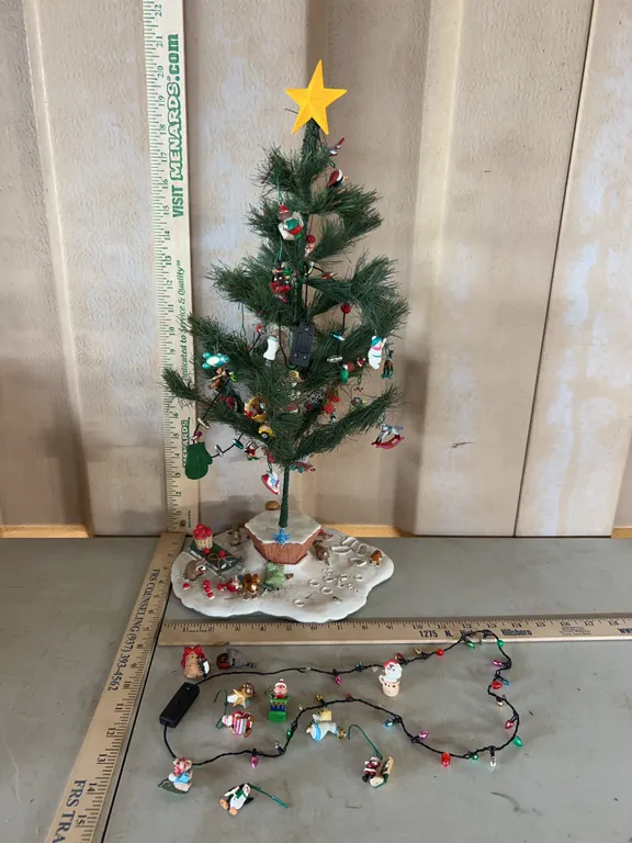 Small Christmas Tree & Miniature Hallmark Ornaments