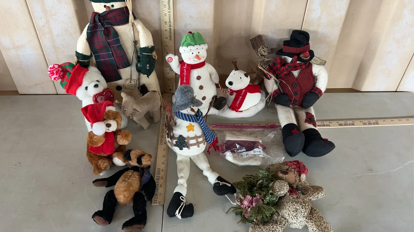 Assorted Plush Snowmen, Bears, Etc.