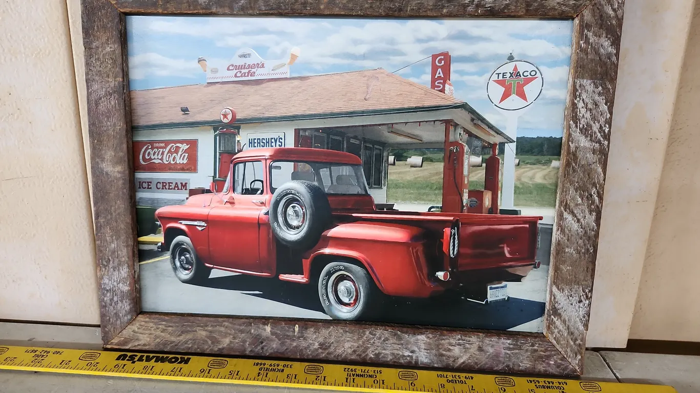 Old Truck Gas Station Wall Decor 17.5"X13.5"