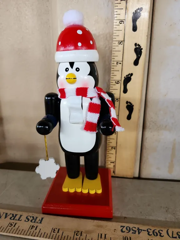 Wooden Penguin Nutcracker 9" Tall