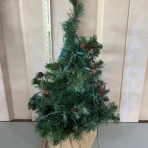 Small Christmas Tree, Burlap Weighted Base 23" Tall