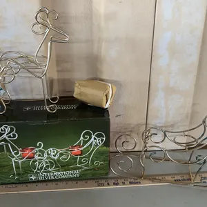 International Silver Company Silverplated Reindeer & Sleigh Votive Set In Box