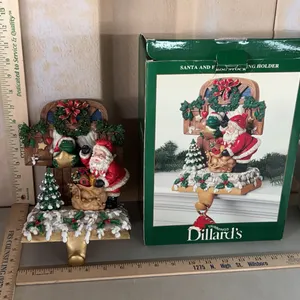 Dillards Trimmings Santa & Frog Stocking Holder In Box