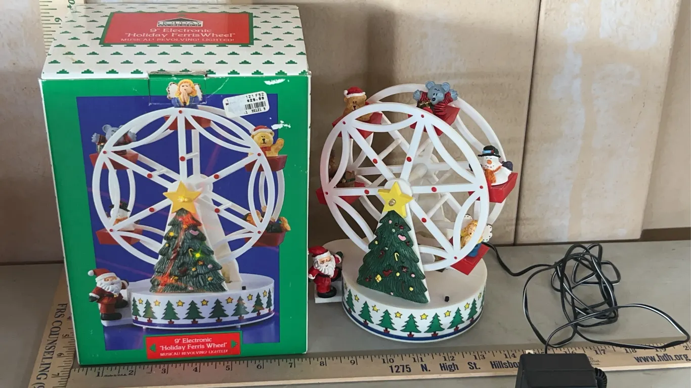Holiday Workshop 9" Electronic Holiday Ferris Wheel In Box, Tested Works