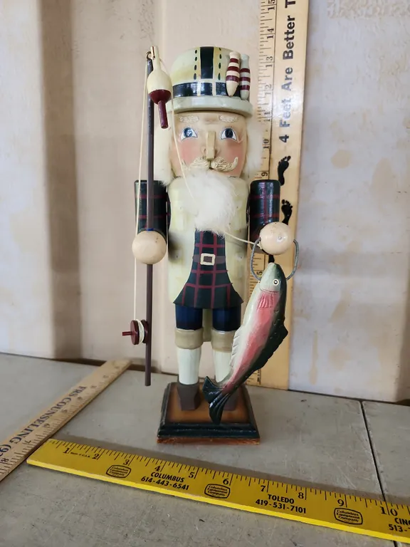 Wooden Fisherman Nutcracker 12.5" Tall