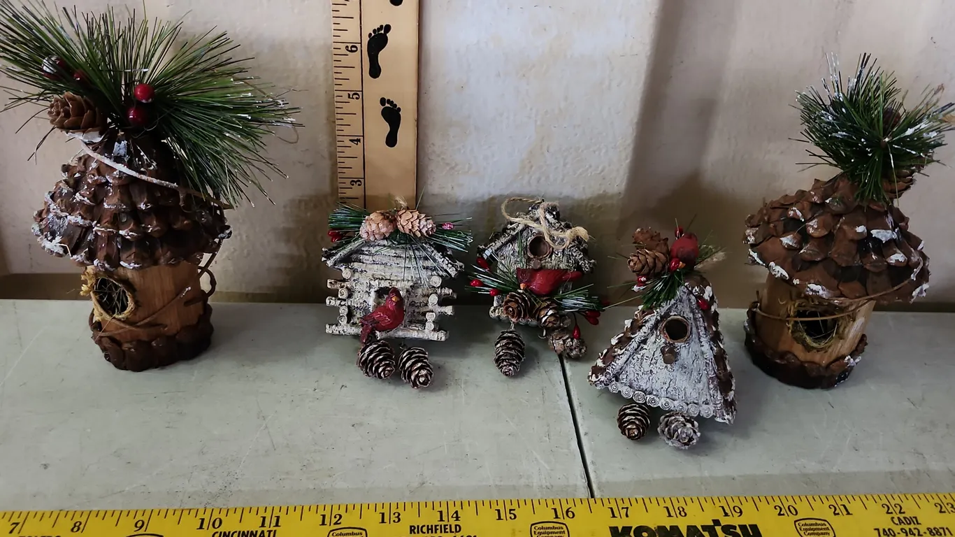 Folk Art Birdhouse Ornaments