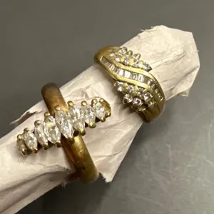 Gold-Tone Rings with Clear Stone Accents