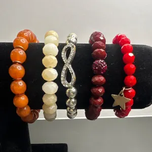 Six Beaded Stretch Bracelets with Various Designs