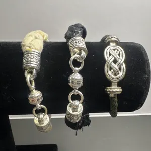 Five Woven and Braided Bracelets with Metal Accents, Modern Era