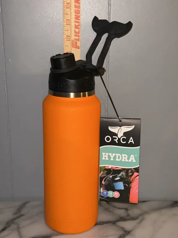 New Orca Hydra 34 oz Insulated Tumbler Bottle Blaze Orange
