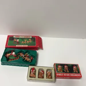Hallmark Santa Sleigh Reindeer and Barely Bears Ornaments