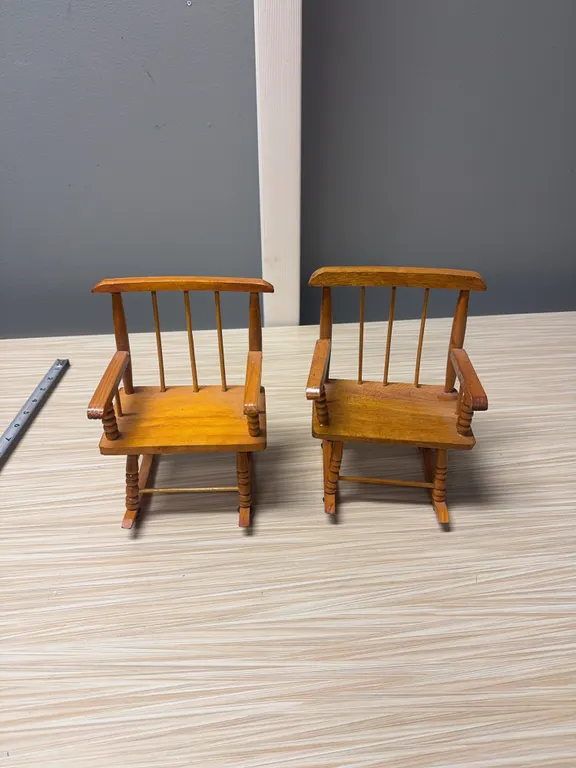 Doll miniature wood rocking chairs