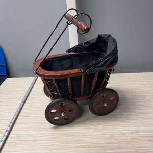Brown & Black Woden Doll Stroller