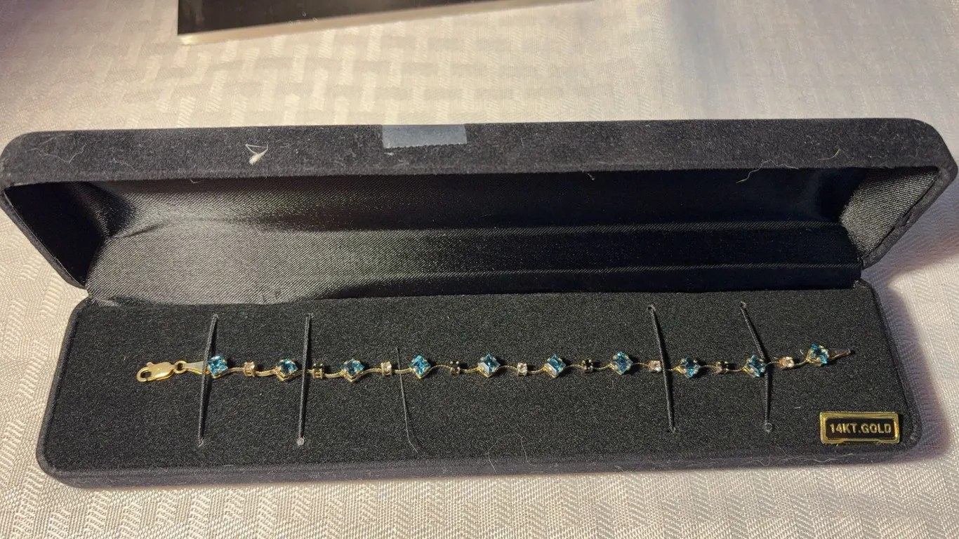 14 Karat Gold Shades of Blue Bracelet