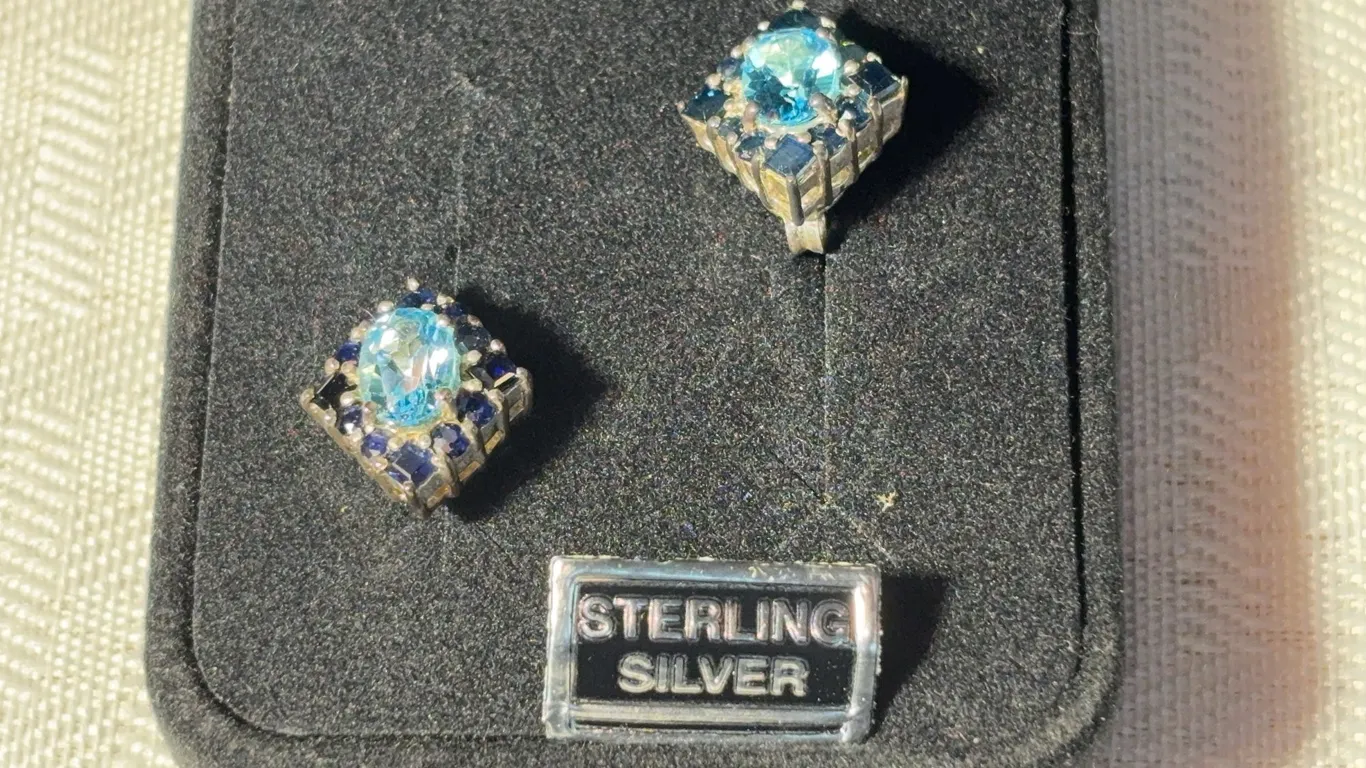 Sterling Blue Topaz and Sapphire Earrings
