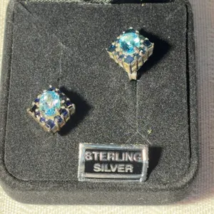 Sterling Blue Topaz and Sapphire Earrings
