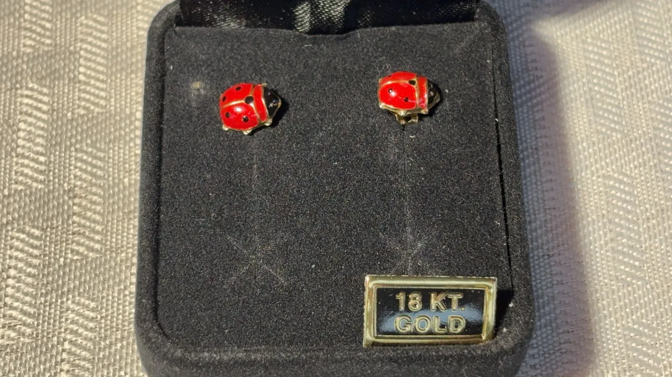 18K Ladybug Earrings